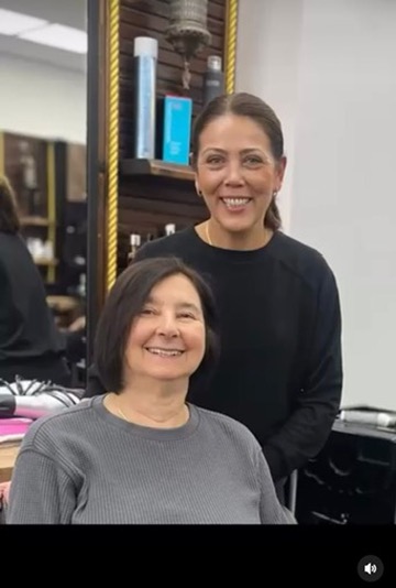 Happy client after haircut, North Finchley hairdresser