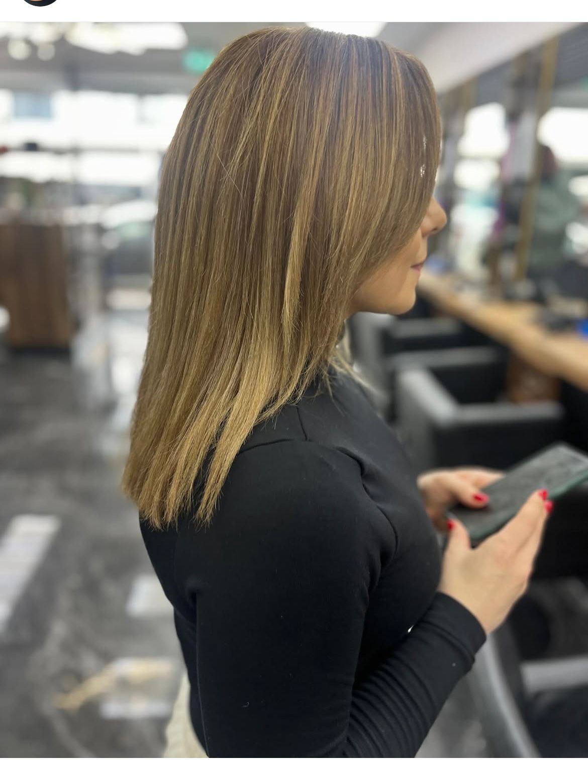 Sleek highlighted blowout, hairdresser Finchley Central